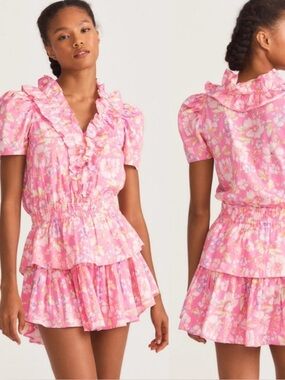 LoveShackFancy Ellis Ruffle Mini Dress